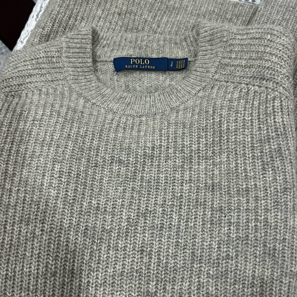Polo by Ralph Lauren Gray Ribbed Crewneck Sweater